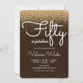 Vijftig jaar Fabulous Gold Glitter Birthday party Kaart (Voorkant)