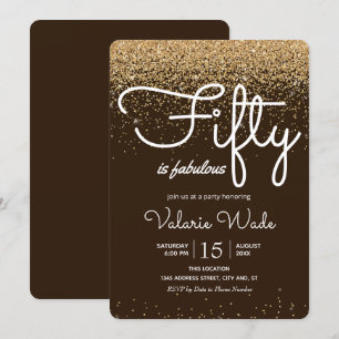 Vijftig jaar Fabulous Gold Glitter Birthday party Kaart