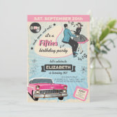 Vijftig jaar feest in roze kaart (Staand voorkant)