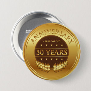Vijftig jaar Jubileum Celebratie Gold Medal Ronde Button 7,6 Cm