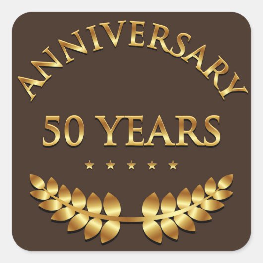 Vijftig jaar Jubileum Viering Gouden Laurel Vierkante Sticker (Voorkant)
