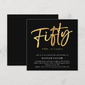Vijftig Klassieke Chique Zwart Goud 50e Verjaardag Kaart (Voorkant / Achterkant)