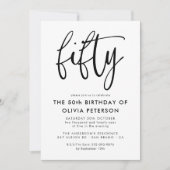 Vijftig | Modern 50e zwart-wit verjaardagsfeest Kaart (Voorkant)