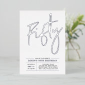 vijftig | Modern Silver 50th Birthday Party Folie Uitnodiging (Staand Voorkant)