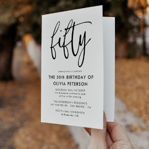 Vijftig   Moderne 50e zwart-witte verjaardag gevou