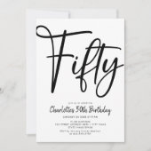 Vijftig Moderne 50e Zwarte en Witte Dag Partij Kaart (Voorkant)