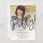 Vijftig moderne aangepaste fotoscript 50e verjaard kaart (Voorkant)