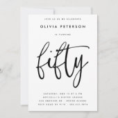 Vijftig | Moderne B & W 50e verjaardag partij typo Kaart (Voorkant)