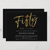 Vijftig Moderne Eenvoudige Zwart Goud 50e Verjaard Kaart (Voorkant / Achterkant)