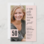 Vijftig Moderne Foto 50th Birthday Party Invitatio Kaart (Voorkant)