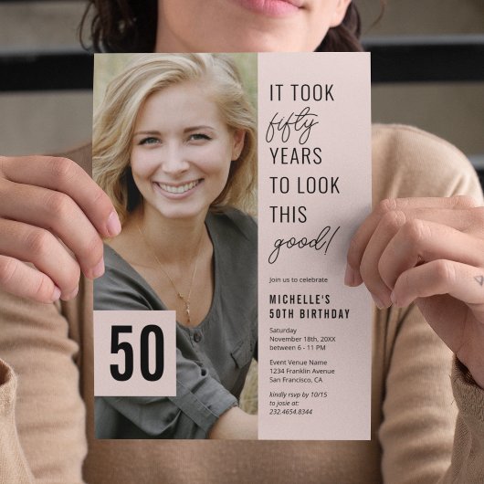 Vijftig Moderne Foto 50th Birthday Party Invitatio Kaart