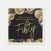 Vijftig Moderne Glitter Balloon 50e verjaardag Nap Servet (Voorkant)