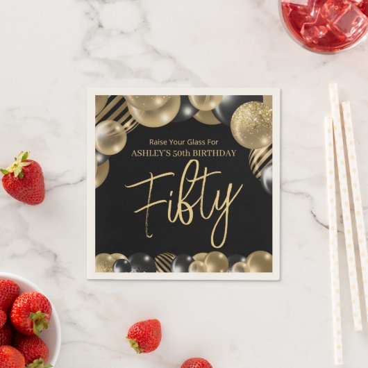 Vijftig Moderne Glitter Balloon 50e verjaardag Nap Servet (Insitu)