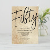 Vijftig Moderne Golden 50th Birthday Uitnodiging (Staand voorkant)
