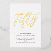 vijftig | Moderne goudprijs 50e verjaardag van de Folie Uitnodiging (Voorkant)