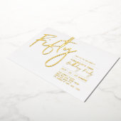 vijftig | Moderne goudprijs 50e verjaardag van de Folie Uitnodiging (Gedraaid)