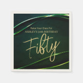 Vijftig Moderne Groene Gold 50e verjaardag Servet (Voorkant)