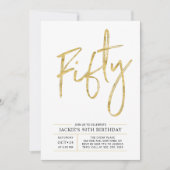 vijftig | Moderne penseel goud 50e verjaardag Kaart (Voorkant)