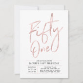 Vijftig | Moderne penseel Roos Gold 51e verjaardag Kaart (Voorkant)