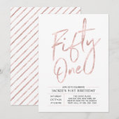 Vijftig | Moderne penseel Roos Gold 51e verjaardag Kaart (Voorkant / Achterkant)