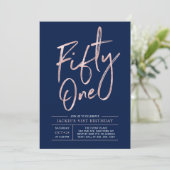 Vijftig | Moderne penseel Roos Gold 51e verjaardag Kaart (Staand voorkant)