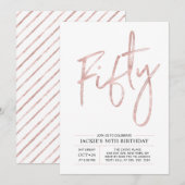 vijftig | Moderne Roos Gold 50e verjaardag in Brus Kaart (Voorkant / Achterkant)