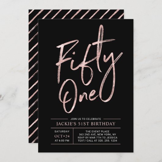 Vijftig | Moderne Roos Gold 51e verjaardag I Kaart (Voorkant / Achterkant)