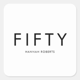 Vijftig naam 50e verjaardagsfeestje vierkante sticker
