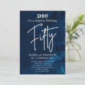 vijftig | Navy Blue 50e Verjaardag Verrassingsfees Kaart (Staand voorkant)