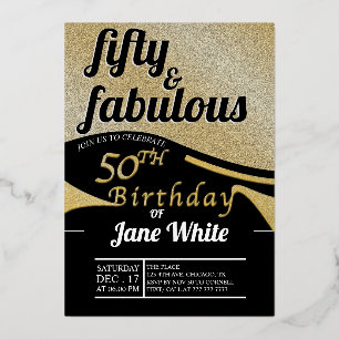 Vijftig & Prachtig Elegante Gouden 50e Verjaarda Folie Uitnodiging