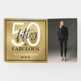 Vijftig & Prachtig Gouden Schrift 50ste Verjaardag Spandoek