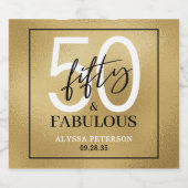Vijftig & Prachtig Gouden Script 50ste Verjaardag Sparkling Wijnetiket (Enkel label)