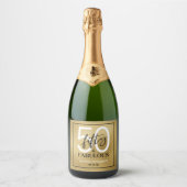 Vijftig & Prachtig Gouden Script 50ste Verjaardag Sparkling Wijnetiket (Voorkant)
