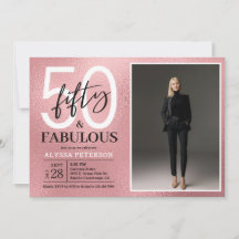 Vijftig & Prachtig Roze Goud Schrift Foto Verjaard