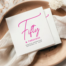 Vijftig & Prachtig Roze Script Naam Datum Verjaard