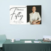 Vijftig & Prachtig Script Foto 50e Verjaardagsfees Spandoek (Beurs)