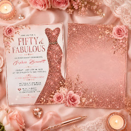 Vijftig & Prachtige Glitter Jurk Elegante Bloemen Kaart