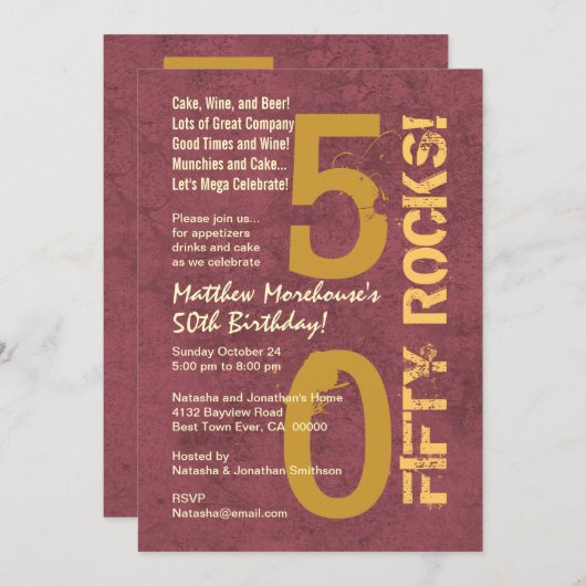 Vijftig Rocks! 50e verjaardag van de Moderne Mrung Kaart (Voorkant / Achterkant)