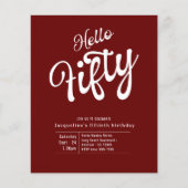 Vijftig rood Witte Begroting 50e uitnodiging van d Flyer (Voorkant)