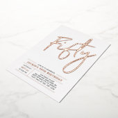 Vijftig Roos goud Moderne 50e verjaardag Folie Uitnodiging (Gedraaid)