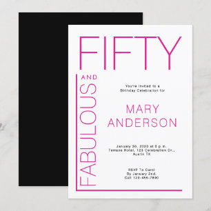 Vijftig roze en Fabulous 50th Birthday Party Kaart