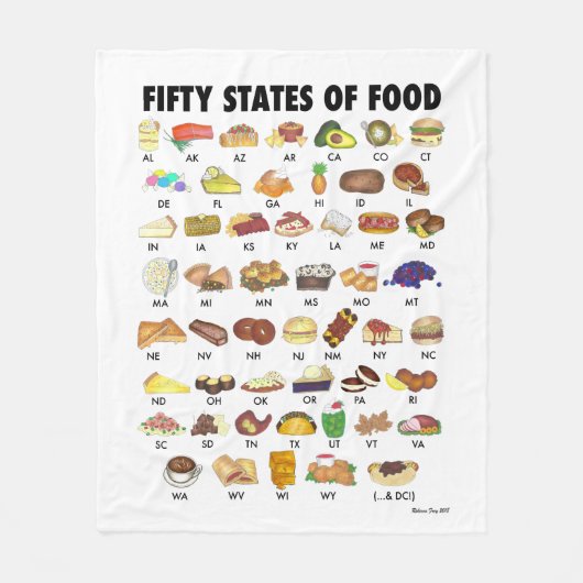 VIJFTIG STATEN VAN LEVENSMIDDELEN Verenigde Staten Fleece Deken (Voorkant)