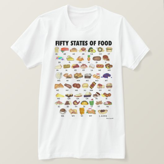 VIJFTIG STATEN VAN LEVENSMIDDELEN Verenigde Staten T-shirt (Design voorkant)