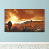 Vijftig Sunset gebergte - Nationaal Park Glacier Canvas Afdruk (Insitu (Houten vloer))