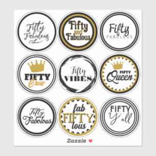 Vijftig Verbluffende Verjaardagsviering Zwart Goud Sticker