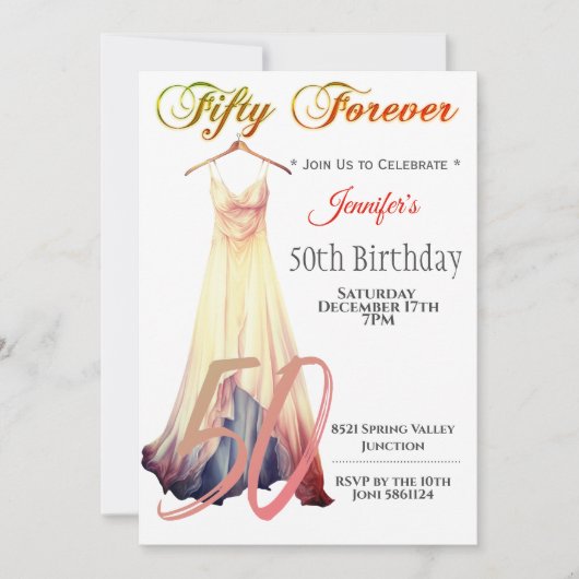 Vijftig voor altijd | Moderne jurk 50e verjaardag Kaart (Voorkant)
