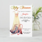 Vijftig voor altijd | Moderne jurk 50e verjaardag Kaart (Staand voorkant)