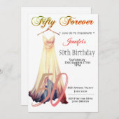 Vijftig voor altijd | Moderne jurk 50e verjaardag Kaart (Voorkant / Achterkant)
