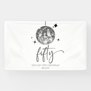 Vijftig Zilveren Disco Bal 50ste Verjaardagsfeest Spandoek