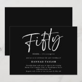Vijftig Zwart Wit Eenvoudig Modern 50ste Verjaarda Kaart (Voorkant / Achterkant)